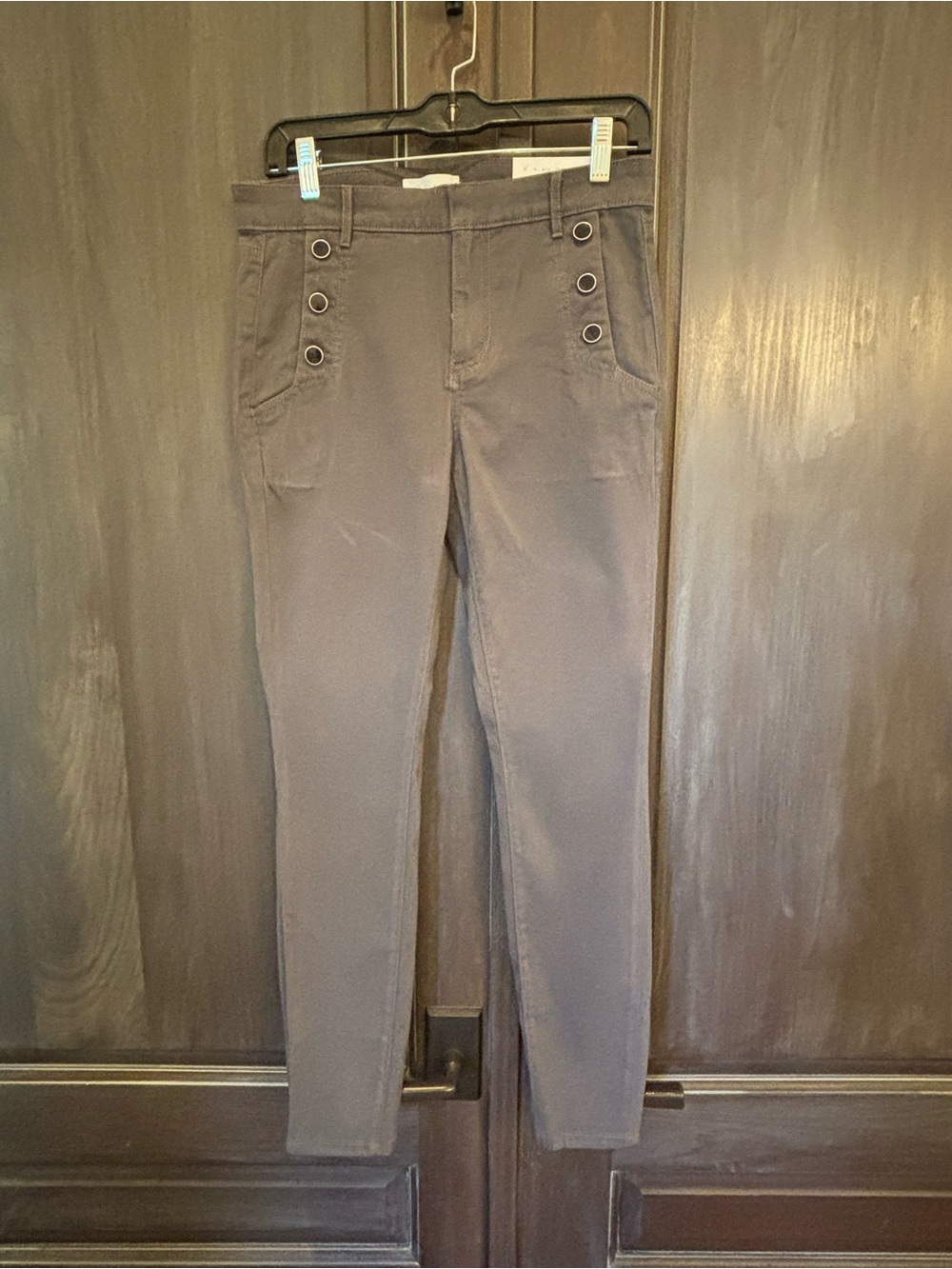 Slim Sailor-Style Jeggings in Dark Gray